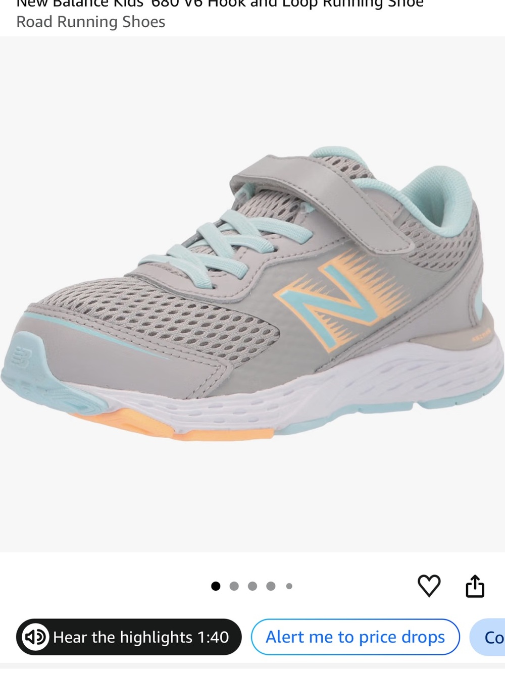 New Balance Kids Gray, Light Blue & Peach Athletic Sneakers NWT
